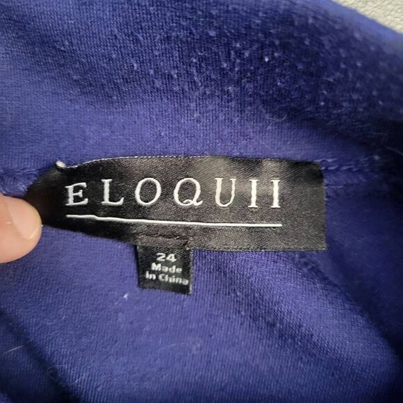 Eloquii Womens Plus Size 24 Midi Shift Dress Maroon Blue Colorblock Short Sleeve - Picture 3 of 6